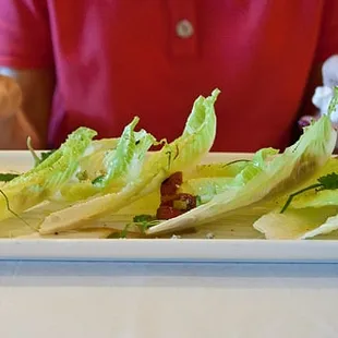 Salad of Romaine Lettuce - Fresh Hearts of Palm, Maytag Blue Cheese, and Late Harvest Riesling Vinaigrette