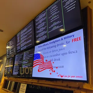 menus on a large screen