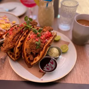 FRIED CHICKEN &amp; WAFFLE TACOS