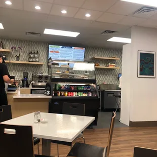 The front counter and menu