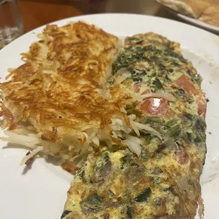 Spartan omelette with hash browns
