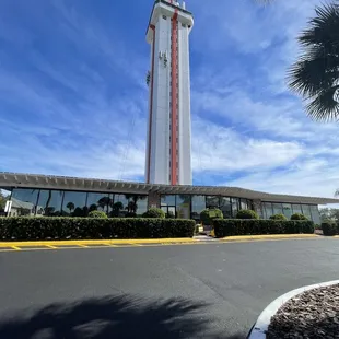 Exterior, the shop is located in the base of the Citrus Tower.