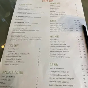 The drink menu  Forgot to take a pic of the garden to glass but that's the strawberry drink - one of their most popular