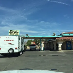 a truck parked in front of the store