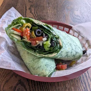 Spicy veggie wrap.