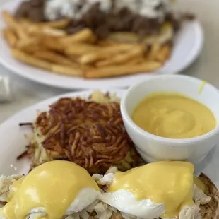 two plates of food on a table