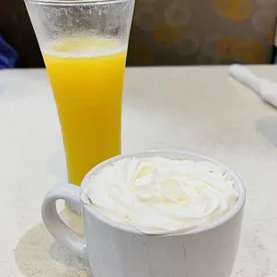 Pineapple juice and Mocha