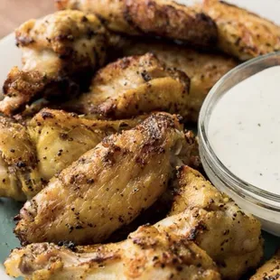 Lemon pepper wings with home made ranch
