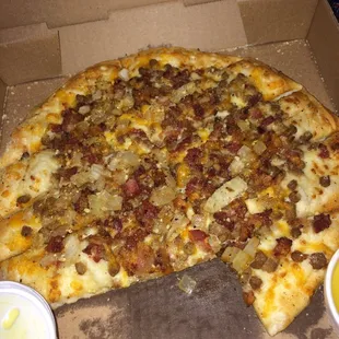 Omg it&apos;s so fresh and Delicious  It&apos;s the best of both worlds  It&apos;s a garlic hamburger bacon cheese bread w/ onions Just call it Pootie tang