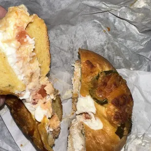 Egg Bagel, Egg, Cheese and salsa