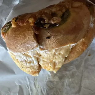 Egg Bagel, Egg, Cheese and salsa