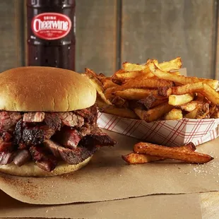 a beef sandwich and fries