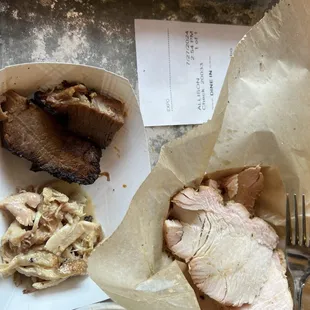 Samples on the left, main attraction on the right, before sauces. Also a side of green beans