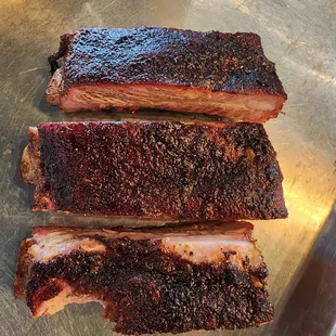 Center Cut ribs PERFECTLY cooked, smoke ring, flavor n Quality. I also tried the smoked WINGS a bit SALTY.