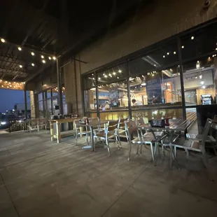 Outside dining with great music and twinkle lights