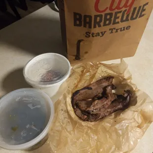 Brisket,collard greens and  hush puppies. I had to throw out the other foods.