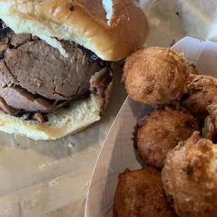 Beef Brisket Sandwich &amp; Hush Puppies