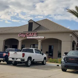 cars parked in front of the building