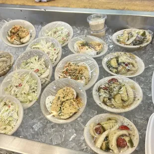 trays of food being prepared