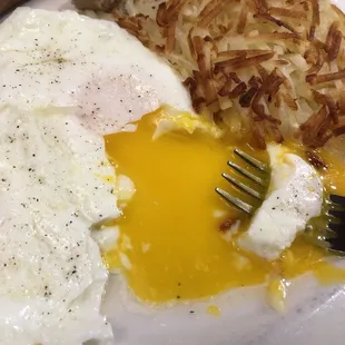 Over medium eggs.