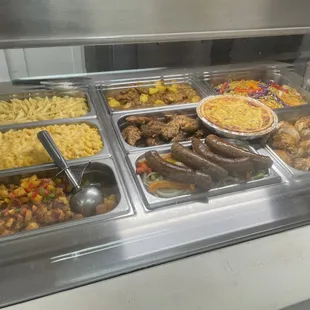 Hot food steam table.