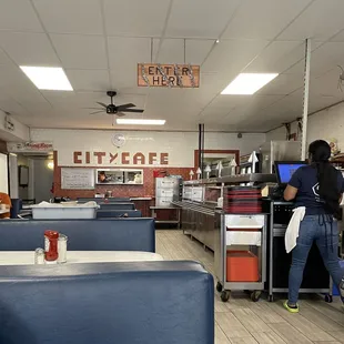 Steam table view of the diner