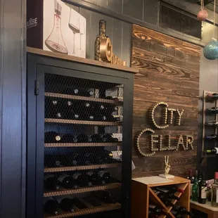 a view of the wine cellar