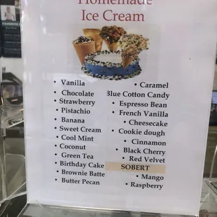 Ice cream flavors