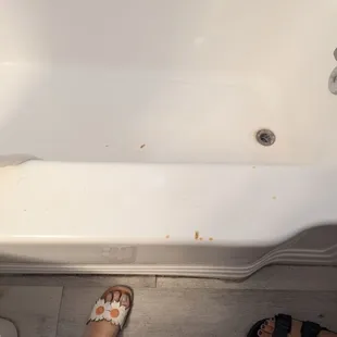 Cigarette burn in the tub, non-smoking room