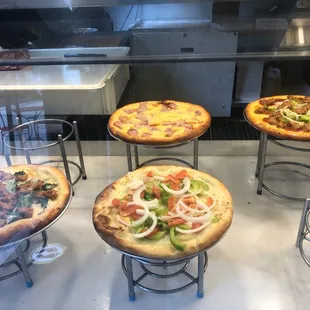 Ready pizzas just pop in the oven for 2 minutes and ready to go!