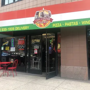 Lunch time! Patio area outside.