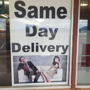 Same day delivery service for the furniture in their showroom floor.