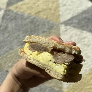 The English muffin with turkey sausage and egg. A bit underwhelming, but cheese might have made it better.