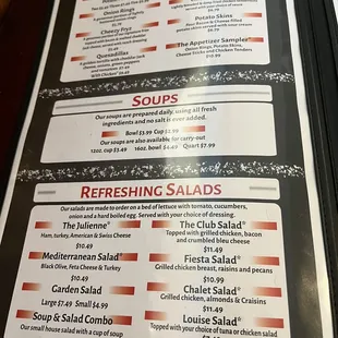 a menu for a restaurant