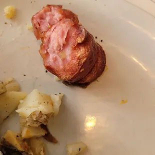a half eaten plate of food