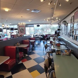 the interior of a diner