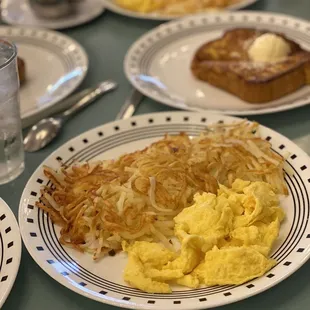Hash browns + 2 eggs.