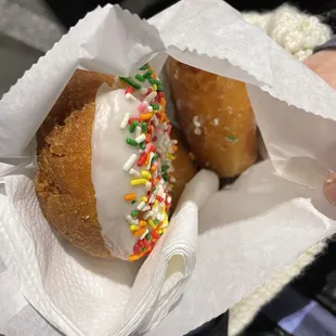 sprinkles donut, glazed donut