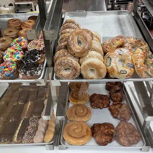 a variety of doughnuts on display