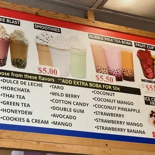 Drink menu