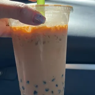 Iced Thai tea with boba