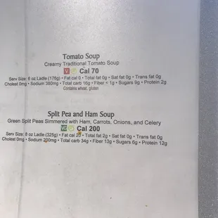 This is a picture of the menu saying the soup is vegan. Which clearly isn't since it has ham. This is the third time it has happened to me.