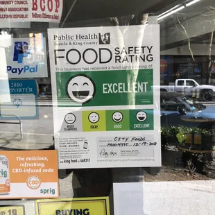 a sign in the window of a store