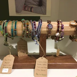 Jewelry for sale in the gift portion of the gallery.
