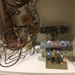 Jewelry for sale in the gift portion of the gallery.