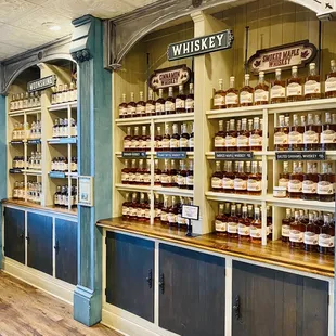 shelves of liquor and liquor products