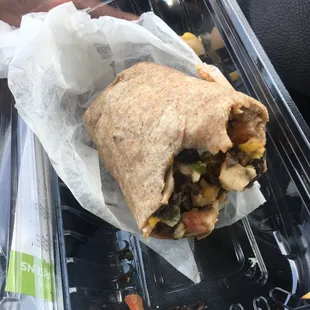 BBQ Wrap leftover. It was pretty good with wheat bread.