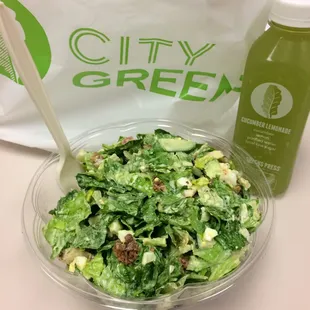Chopped Cobb with added chicken and Cucumber Lemonade