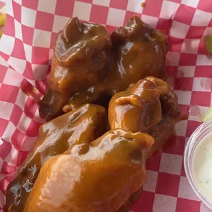Honey Gold Chicken Wings with 1 Flavor and 1 Dipping Sauce.