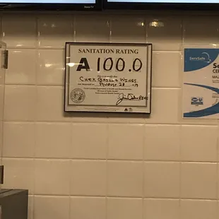 Love their sanitation rating...great job!